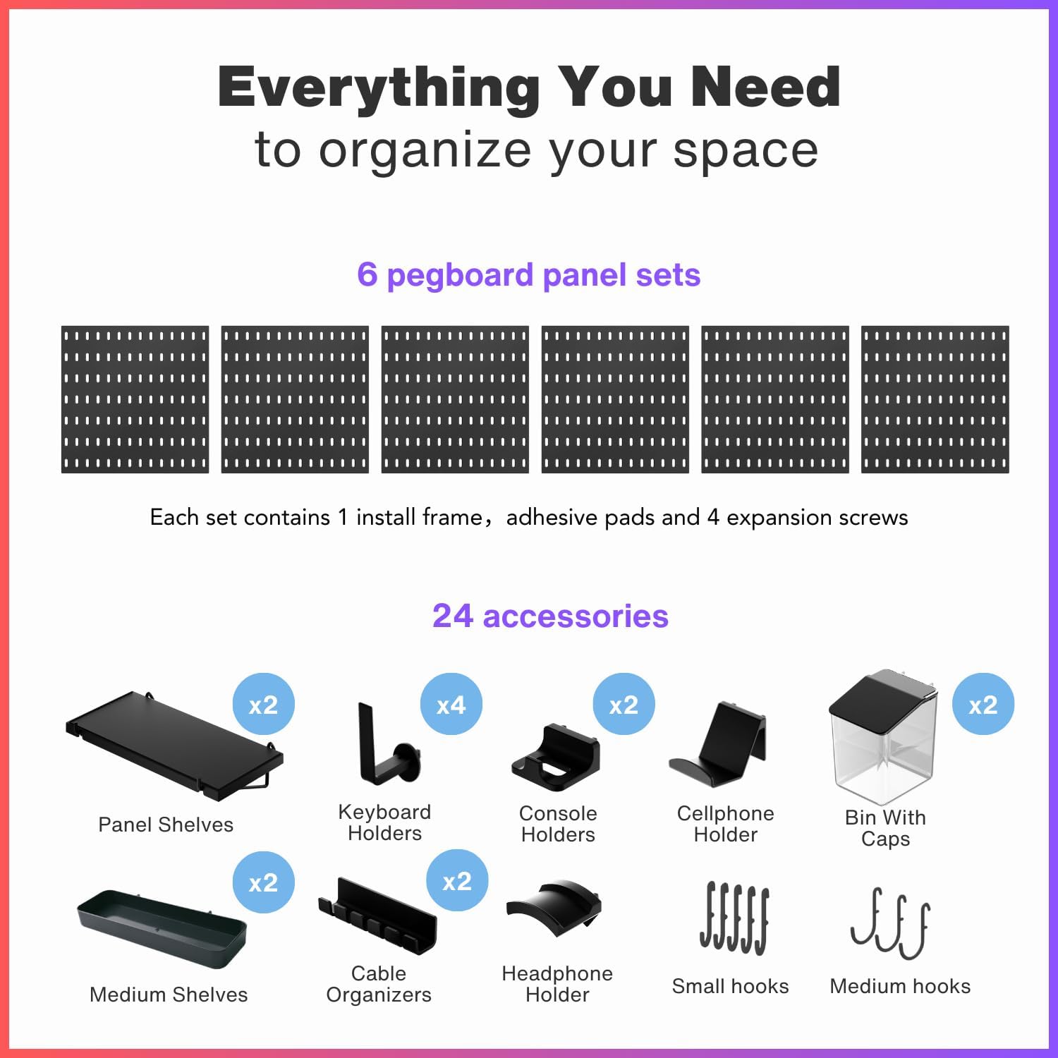 33x22 Inch Black Peg Board Org - огляд і ціна Office Tech Products